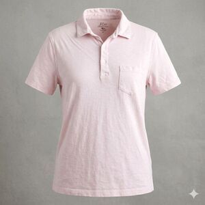 J Crew Womens Large Pink Slub Cotton Garment-Dyed Pocket Polo Shirt Short Sleeve